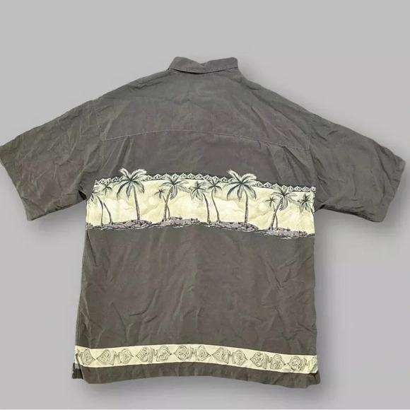Bamboo Cay Hawaiian Shirt Mens XL Gray Beige Tan Aloha Island - Picture 2 of 7